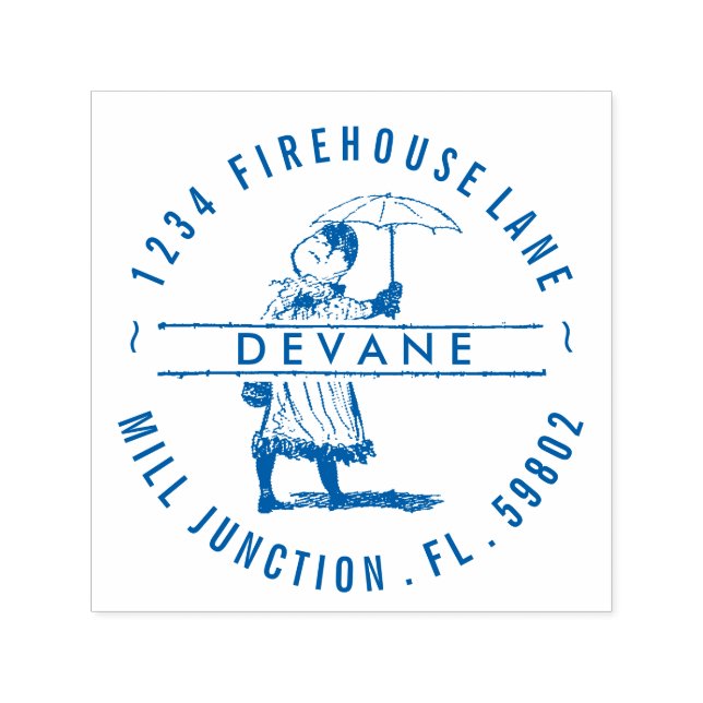 Carimbo de Endereço de Retorno da Garota-Guarda-ch (Design)