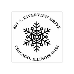 Carimbo de Endereço de Retorno de Natal com Floco 