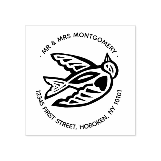 carimbo de endereço de retorno de pomba de amor (Impressão)