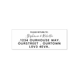 Carimbo de endereço, nome e endereço.