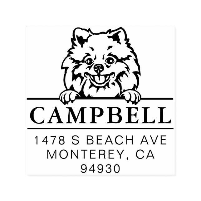 Carimbo de Endereço Personalizado de Cachorro Pome (Design)