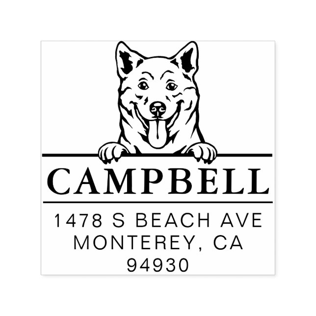 Carimbo de Endereço Personalizado de Cachorro Shib (Design)