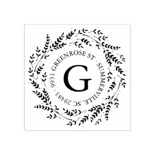 Carimbo de Endereço Russo Wreath Monograma