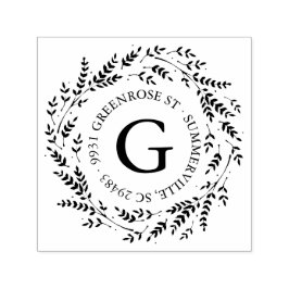 Carimbo de Endereço Russo Wreath Monograma