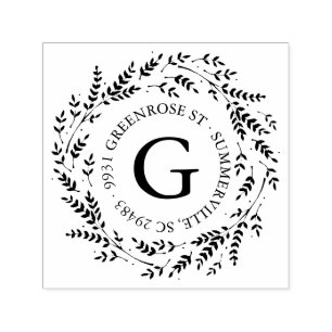 Carimbo de Endereço Russo Wreath Monograma