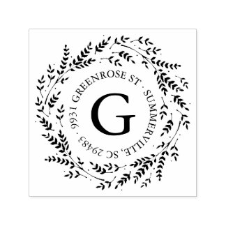 Carimbo de Endereço Russo Wreath Monograma