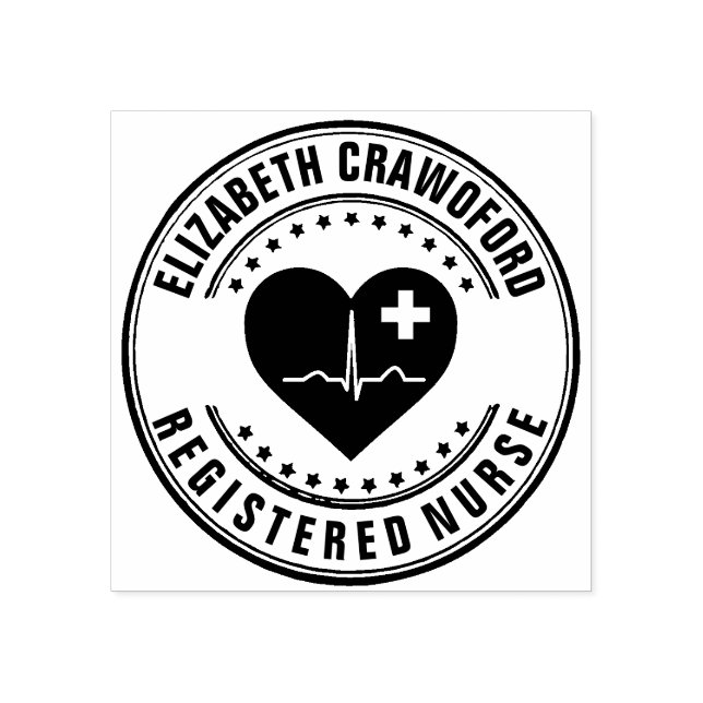 Carimbo de Enfermeira Registrado ECG Cardíaco com  (Impressão)