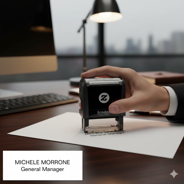 Carimbo de Escritório Personalizado com Nome e Car (Custom Office Stamp Featuring Name and Job Title)