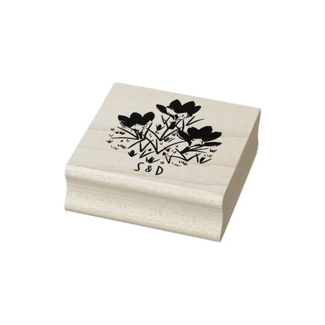 Carimbo de Madeira de Crocos Azuis (Carimbo)