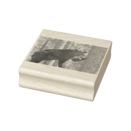 Carimbo de madeira de ursos pretos