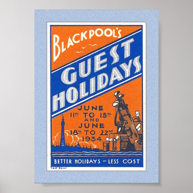 CARIMBO DE POSTER DE 1934 BLACKPOOL UK (Frente)