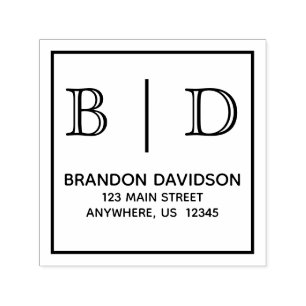 Carimbo de Tinta Automática Monograma com Duas Let