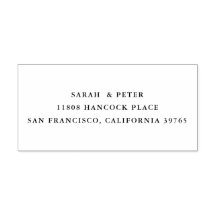 Carimbo de tinta clássico com nome de casal e ende