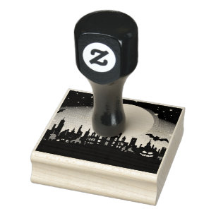 Carimbo de Tinta de Paisagem de Halloween Spooky