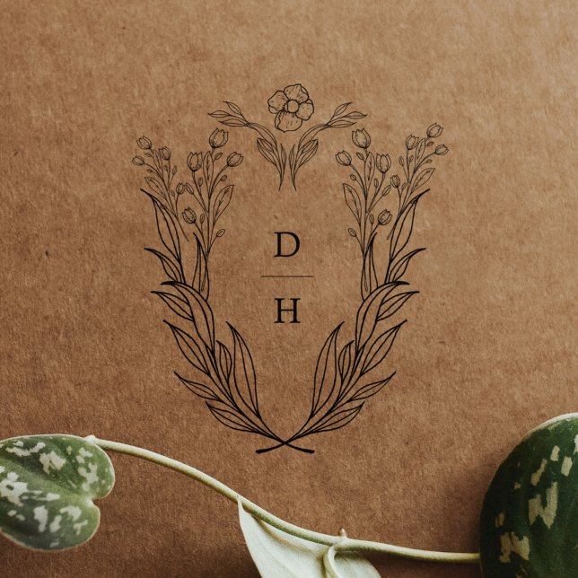 Carimbos de Borracha de Noiva com Monograma DAPHNE (DAPHNE Monogram Greenery Wedding Rubber Stamps)