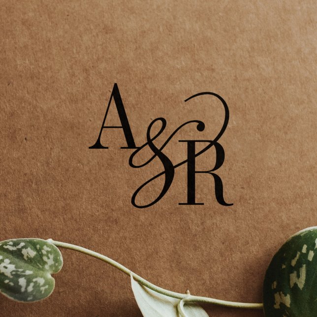 Carimbos de Borracha para Casamento Moderno Chic c (ANDREA Monogram Chic Modern Wedding Rubber Stamps)