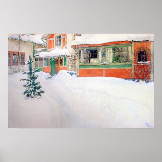 Carl Larsson Cottage em Snow Poster de Belas Artes (Frente)