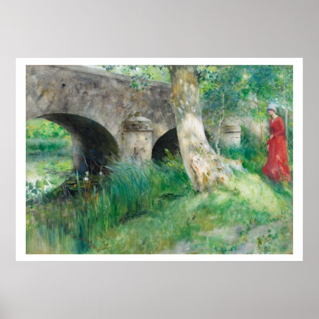 Carl Larsson Ponte Medieval em Gretz Impressão Pos (Frente)