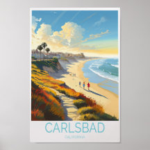 Carlsbad California Poster de viagens, Carlsbad Ca