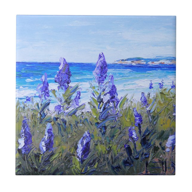 Carmel Califórnia, praia, Lupins, arte da paisagem (Frente)