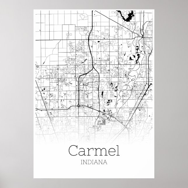 Carmel Map - Indiana - Poster do mapa municipal (Frente)