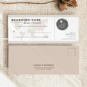 CarmEN Beige World Map Embarcando Cartão RSVP de