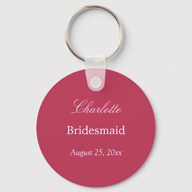 Carmine Magenta Bridesmaid Obrigado Chaveiro (Frente)