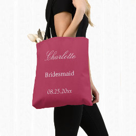 Carmine Magenta Bridesmaid Tote Bag