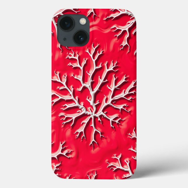 Carmine Red Tree Texture iPhone Case (Verso)