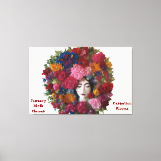 Carnação Blooms of Winter Grace: Canvas de janeiro