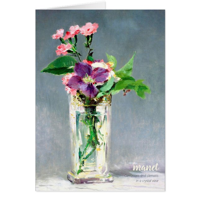 Carnações Manet e clematis Cartão de saudação Flor (Frente)