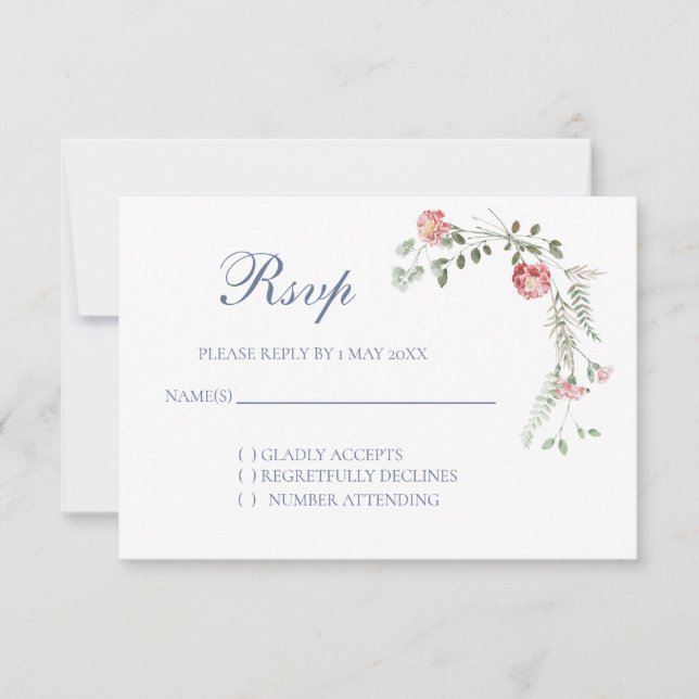 Carnations Wedding RSVP card (Frente)