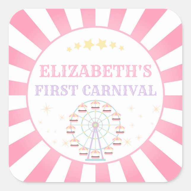 Carnaval de circo Aniversário Obrigado Etiqueta (Frente)