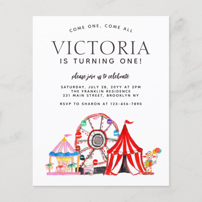 Carnaval de Orçamento Festa de Circo Festa Kid Ani (Frente)