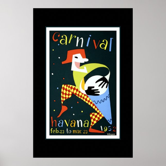 Carnaval Poster da viagens vintage Cuba Havana (Frente)