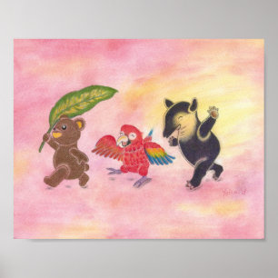Carneiro Macaw Tapir Amigos Nursery Art Poster