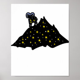 Carneiro na Montanha Espacial | Poster Silhueta Có