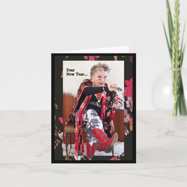 Caro Ano Novo, imploro-lhe o cartão de saudação (Frente)