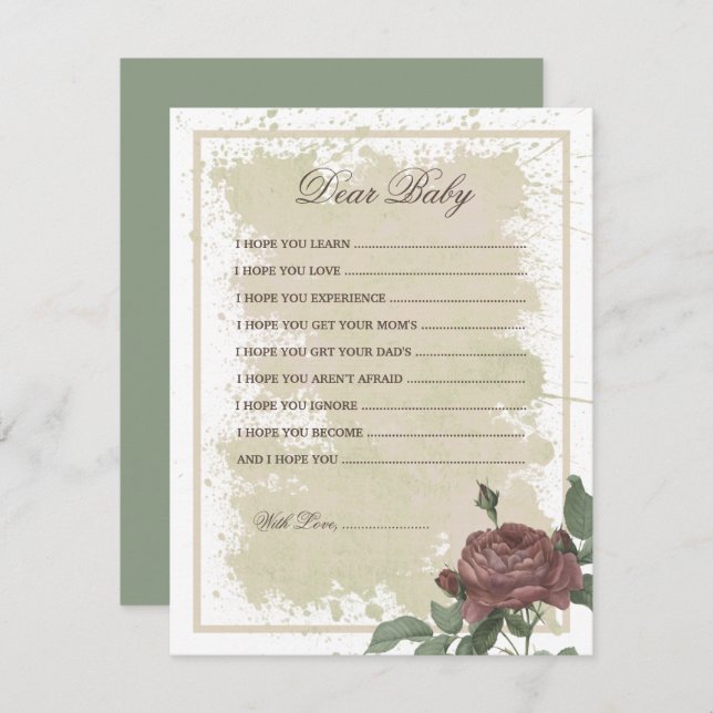 Caro Chá de fraldas Floral Borgonha Rústica Floral (Frente/Verso)