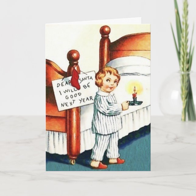 Caro papai noel eu serei bom cartão de Natal do (Frente)
