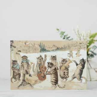 Carol Singing Cats Watercolor por L.W. Wain