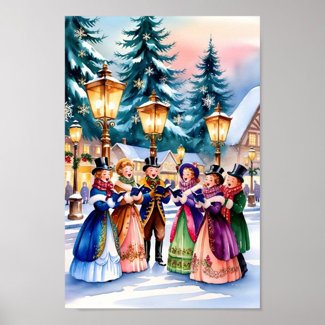 Carolers de Natal na Impressão de Arte da Parede d (Frente)