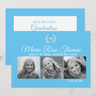 Carolina Blue Boné & Folhas Formando Convite 5" x