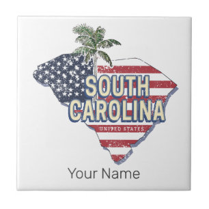 Carolina do Sul Estados Unidos Retro Map Vintage E