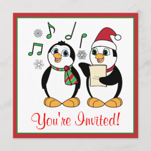 Caroling Penguins Convite de festas de Natal