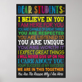 Caros Estudantes Poster de sala de aula de profess
