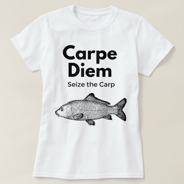 Carpe Diem Agarra o Camisa de Pesca da Carpa, Engr (Frente do Design)