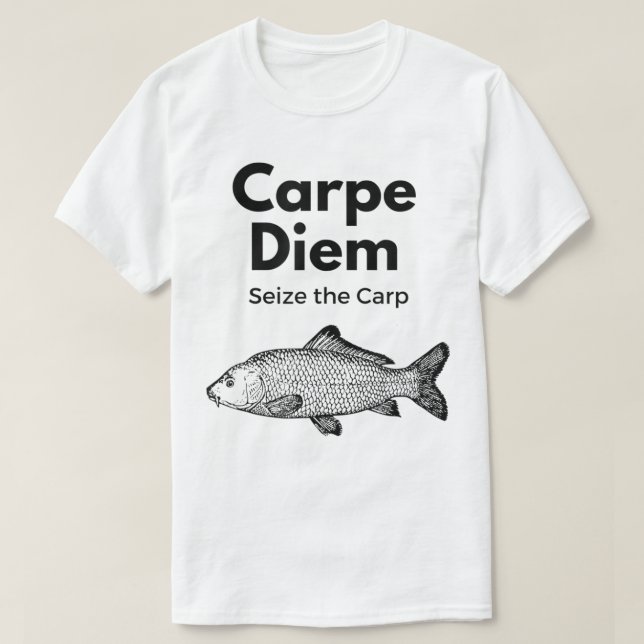Carpe Diem Agarra o Camisa de Pesca da Carpa, Engr (Frente do Design)