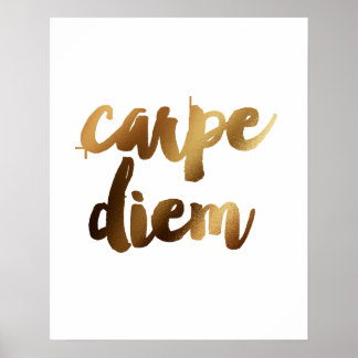 "Carpe Diem" Poster de citação motivacional Dourad