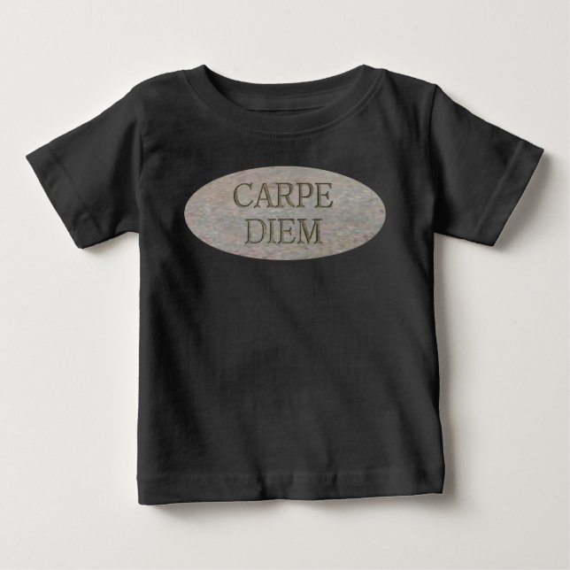 Carpe Diem Stone, camiseta preta de bebê (Frente)